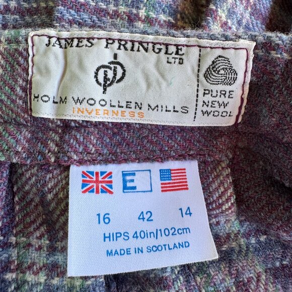 VTG James Pringle Wool Scottish Cranberry Plaid in Women's 14 - Picture 3 of 8